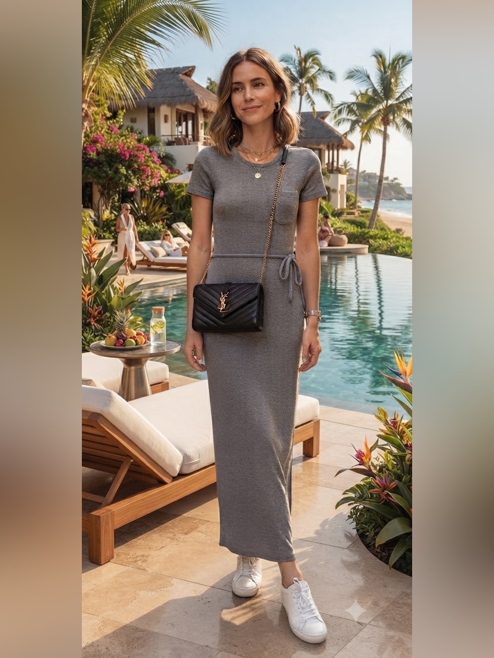 James Perse Short Sleeve Stretch Maxi Dress